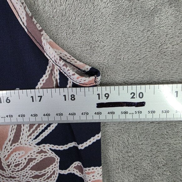 Womens SJS Floral Navy & Pink Sleeveless Midi Dress Polyester Stretch Size L - Picture 6 of 8